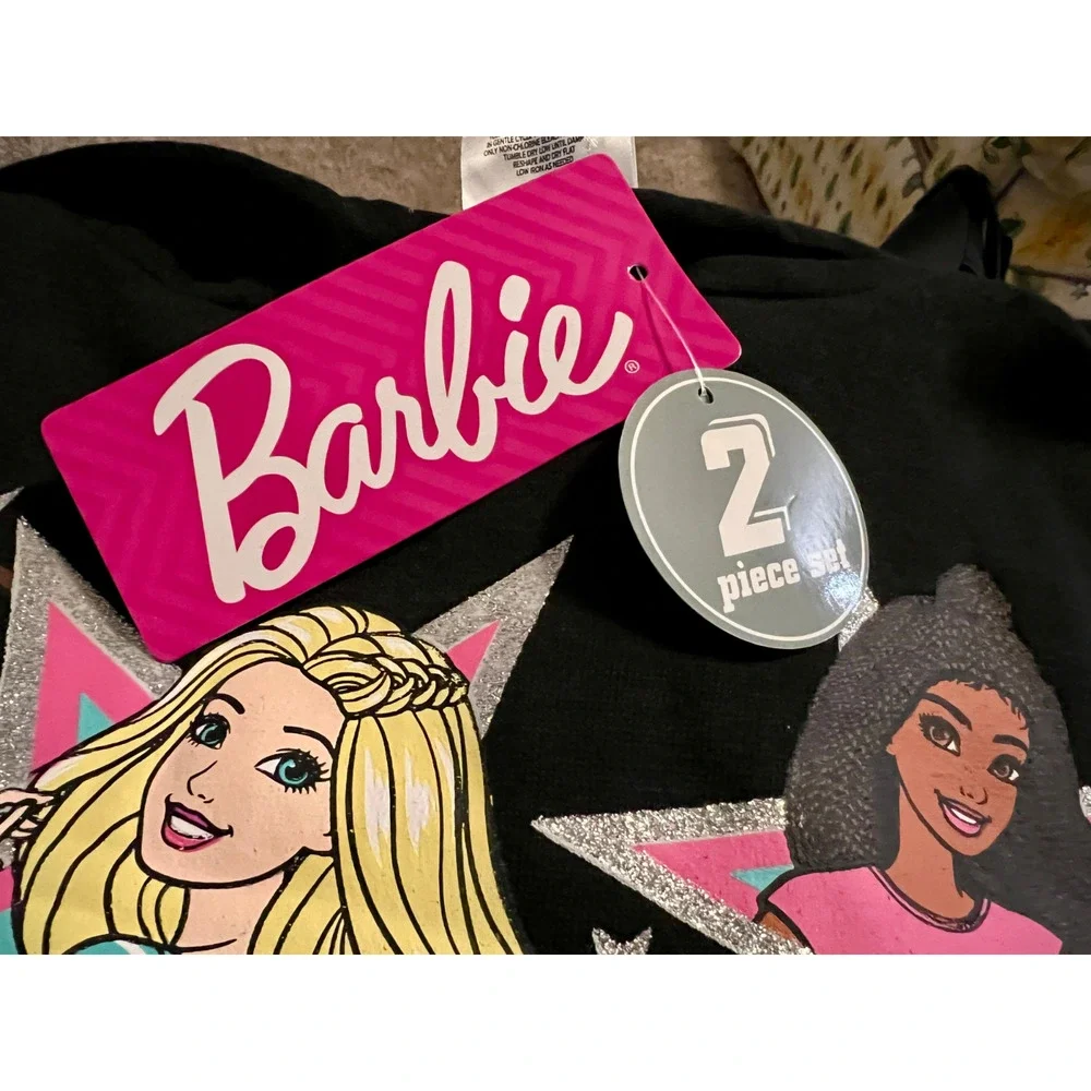 Barbie Girls 4-6X 2-Piece Fleece Hoodie Set, Black Hoodie + Pants - Picture 2 of 5